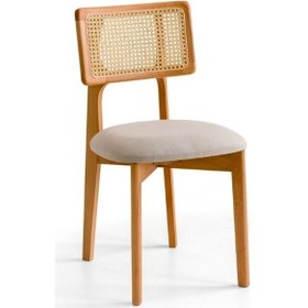 Resim Zeus Bambu Hasırlı Ahşap Bohem Sandalye Natürel 