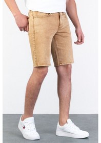Resim HLT Jeans Erkek Bej Melanj Slim Kesim Comfort Likralı Denim Esnek Jeans Kot Şort Thomas-Desert 001 
