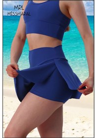 Resim Mini Şort Etek Görünümlü Etek Içi Şortlu Cepli Spor Tasarım Tenis Deniz Havuz Fitness Mavi 1107 Mavi 
