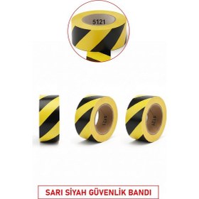 Resim Etr 5121 Yapışkanlı Zemin İşaretleme Bandı Sarı Siyah Güvenlik Bandı 