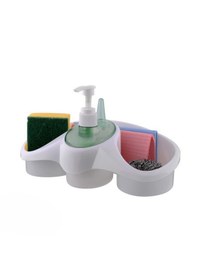 Resim Sıvı Deterjan Hazneli Sabunluk Organizer 250 Ml Süngerlik Bulaşık Teli Ve Bez Hazneli Çok Amaçlı Sabunluk Beyaz 