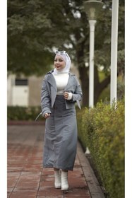 Resim Esre Store 0142 - Tesettür Trençkot Gri 