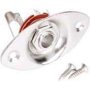 Resim Padalink Gitar/bas Elektro Enstrümanı İçin 6.35mm Oval Metal Ses Alıcı Jak Soketi Gümüş 