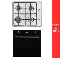 Resim Eminçelik ve Afm Tech Markalı /fethy-07 Turbolu Dijital 2'li Inox Siyah Ankastre Set (31220+FM7700) 