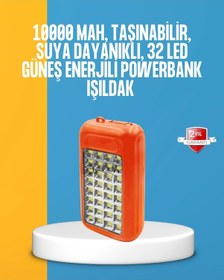 Resim Çift Usb Çıkışlı Güneş Enerjili Aydınlatmalı Powerbank Siyah 