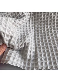 Resim Büyük Kareli Waffle Pike Bornozluk Kumaş 100% Pamuk Bw-08 Gri 
