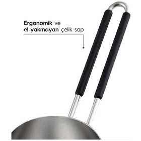 Resim Nehir Modern 4 Parça Standlı Paslanmaz Çelik Cezve Seti 