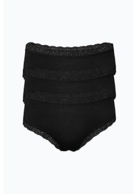Resim Malabadi Kadın 3'lü Paket Ultra Yumuşak Micro Modal Dantelli Slip Külot 3m700 Siyah 