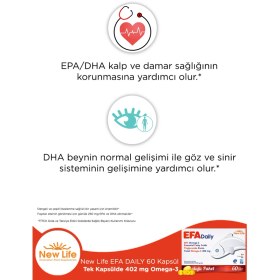 Resim New Life Efa Daily 60 Kapsül Balık Yağı İçerikli Omega 3 Takviyesi Avantajlı Paket 