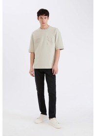 Resim DeFacto Loose Fit Bisiklet Yaka Baskılı Kısa Kollu Ağır Kumaş Tişört D5557AX25SPKH494 