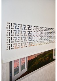 Resim Ekru Lazer Kesim Modern Stor Güneşlik Perde 