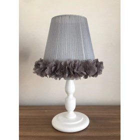 Resim Bebek Çocuk Odası Abajur Gri Çiçekli 