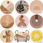Resim 8 Parça 5D Elmas Boyama Seti, Braketli Kahverengi Geometrik Çöl Manzaralı Serisi, Başlangıç Seviyesi ve Yetişkinler İçin DIY Elmas Boyama Altlığı, Çay Partisi Mutfak Yemek Masası Malzemeleri, Hediye Seçeneği, El Yapımı Sanat Eseri 