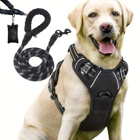 Resim 3 Parça Kaçışa Karşı Dayanıklı Köpek Tasması ve Yürüyüş Çantası Torbası Dağıtıcı Seti, Ayarlanabilir, Yumuşak, Rahat, Nefes Alabilen Köpek Yeleği, Gece Reflektörü, Orta ve Büyük Boy Köpekler İçin Uygun 