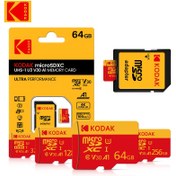 Resim Kodak 32GB/64GB/128GB/256GB Micro SDXC UHS-I/UHS-II Yüksek Hızlı Bellek Kartı - Class 10, 4K Video Kaydı için Kamera, Telefonlar, Aksiyon Kameraları, Araç Gösterge Panoları ile Uyumluluk, Görünür Markalama, Güvenilir Depolama Teknolojisi, Kompakt Tasarım, Hızlı Transfer Hızı, İçerik Yaratıcıları için SD Adaptör 