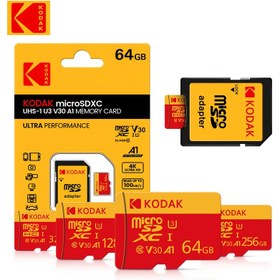 Resim Kodak 32GB/64GB/128GB/256GB Micro SDXC UHS-I/UHS-II Yüksek Hızlı Bellek Kartı - Class 10, 4K Video Kaydı için Kamera, Telefonlar, Aksiyon Kameraları, Araç Gösterge Panoları ile Uyumluluk, Görünür Markalama, Güvenilir Depolama Teknolojisi, Kompakt Tasarım, Hızlı Transfer Hızı, İçerik Yaratıcıları için SD Adaptör 