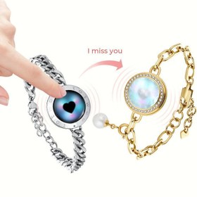 Resim Meanyou Uzak Mesafe Titreşimli Çift Bileklik Ruh Eşim Altın Gümüş 