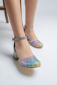 Resim mnpc Kız Çocuk Gökkuşağı Topuklu Tasarım Abiye Ayakkabı 