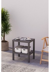 Resim 2 Katlı Dikey Raf, Plastik Sehpa, Çiçeklik, Saksılık, Banyo Mutfak Rafı, Gri Gri 