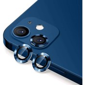 Resim Gritty Iphone 12 Metal Çerçeveli Kamera (Lacivert) Koruma Lensi 
