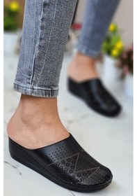 Resim Liza Kadın Sabo Medikal Doktor Hemşire Hastane Tam Ortopedik Önü Kapalı Ev Dışarı Terlik Siyah 