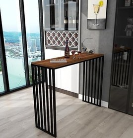 Resim Bar Masası Metal İskeletli Yüksek Mutfak Yemek Masası Dresuar Kahve Köşesi Mutfak Kahve Rafı 
