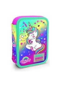 Resim Coral High Kids Lavanta Su Yeşili Unicorn Desenli Çift Katlı Kalem Çanta 11129 Pembe - Su Yeşili 