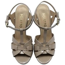 Resim Poletto Hakiki Deri Bej Sandalet Topuklu 6564 210-877 Bej 