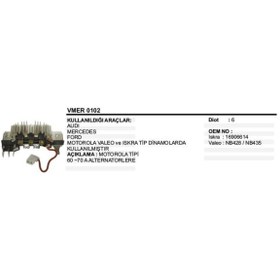 Resim Vertex DİOT TABLASI VALEO AUDI / MERCEDES / FORD 65A 