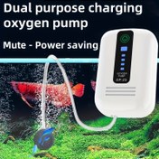 Resim Balık Tankları için Lityum Pil Güçlü Taşınabilir Akvaryum Hava Pompası ve Oksijen Pompası, Dış Mekan Balıkçılık için USB Şarj Edilebilir Akvaryum Kabarcık Havalandırıcı 