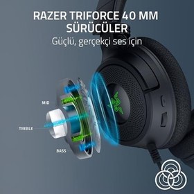 Resim Razer Kraken V4 X - Kablolu PC Oyun Kulaklığı (TriForce 40mm Sürücüler, Geri Çekilebilir Kardioid Mikrofon, 7.1 Surround Ses, Chroma RGB, PC için - USB-C üzerinden konsol ve telefonlar) Siyah 