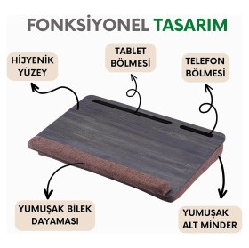 Resim Braventa Collection Vigo Wood - LS021 Minderli 15,6" ve 17,3" Laptop Sehpası 