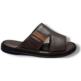 Resim Cakgo 163-26 Hakiki Deri Ultra Soft Geniş Bant Anatomik Erkek Terlik 40-47 Kahverengi 