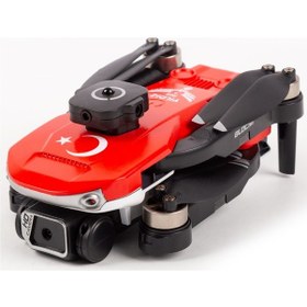 Resim Yıldız İha Heki Skymaster Fırçasız Motor,çift Kamera Engel Sensörlü Hobi Dronu Kırmızı,3 Bataryalı 