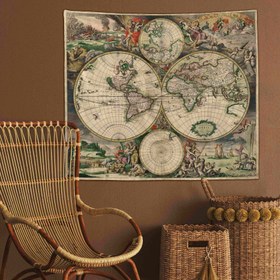 Resim Antik Dünya Haritası Duvar Örtüsü - 175 cm x 160 cm 