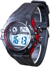 Resim Dijital Su Geçirmez Spor Çocuk Kol Saati Siyah Renk Takvim, Kronometre, Alarm Yetişkin Tarz ST-304385 