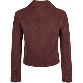 Resim Cassandra Kadın Bordo Slim-Fit Süet Deri Ceket - Bordo / 