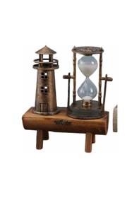 Resim Dekoratif Kum Saati Deniz Feneri Retro Masa Hediyeli Eşya 