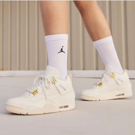 Resim Nike Air Jordan 4 Retro Metallic Gold (W) deri kadın beyaz spor ayakkabı aq9129-170 