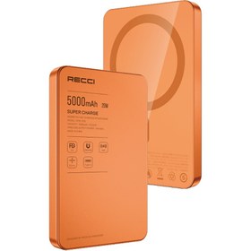 Resim Recci RPB-W35 Ultra İnce PD 20W Hızlı Şarj Özellikli Wireless Powerbank 15W 5000mAh Turuncu 