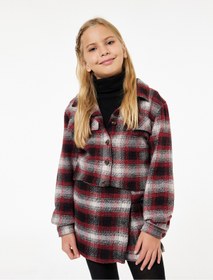 Resim Koton Kız Çocuk Uzun Kollu Klasik Yaka Desenli Oduncu Gömlek (AW 25) 