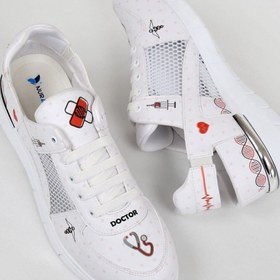 Resim Nur Ortopedi Doktor Desenli Kadın Spor Ayakkabı Fileli Ortopedik Spor Sandalet 