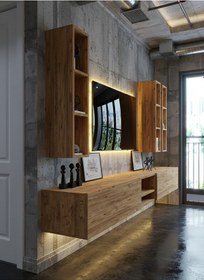 Resim Resital Ledli Duvara Monte Tv Sehpası - Çam - W6003-6 Çam 