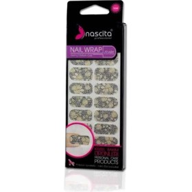 Resim Mena Rise Nascita Siyah Altın Çiçek Desenli Yapıştırma Oje (20'li) 