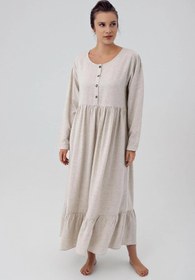 Resim Keten Uzun Kol Hamile Elbise K104 - Siyah / S 