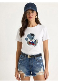 Resim Shade Kadın Teddy Nakışlı İşlemeli Bisiklet Yaka Basic T-shirt 7533 60283952 - Beyaz 