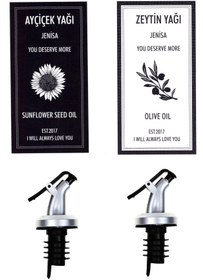 Resim Jenisa Kapaklı Şişe Ucu Servis Aparatı Damlalık Yağdanlık Tıpa Ve Yağdanlık Etiketi 