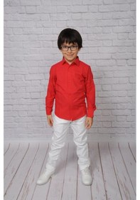 Resim A.L.M Kids Keten Çocuk Uzunkol Gömlek 