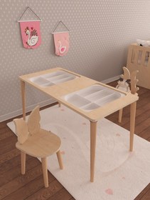 Resim Twin Montessori Tarzı Çok Amaçlı Oyun Masası Aktivite Masası Doğal Ahşap 