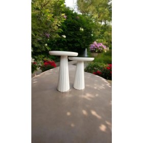 Resim Wood Wooden Ahşap 2'li Set Fitilli Mantar Yan Sehpa Modern Beyaz Renk Fiskos 